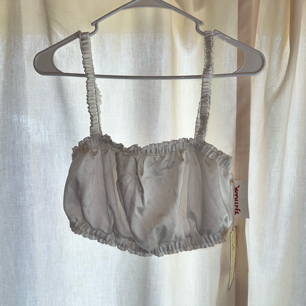 Vintage Havana Ivory Ruched Milkmaid Crop Top Bubble Top Balloon Top